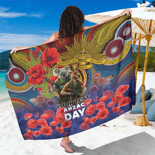 Kangaroo Koala Soldier ANZAC Personalised Sarong Camouflage Motif