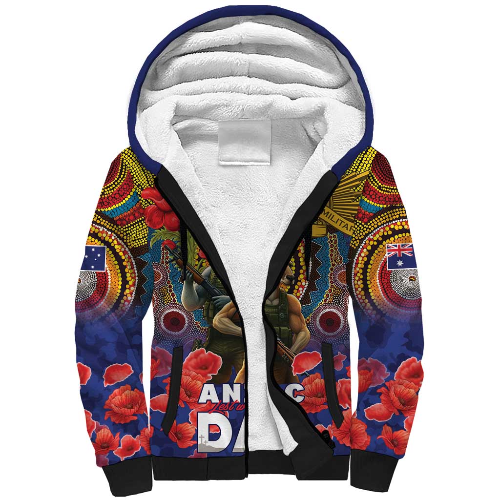 Kangaroo Koala Soldier ANZAC Personalised Sherpa Hoodie Camouflage Motif