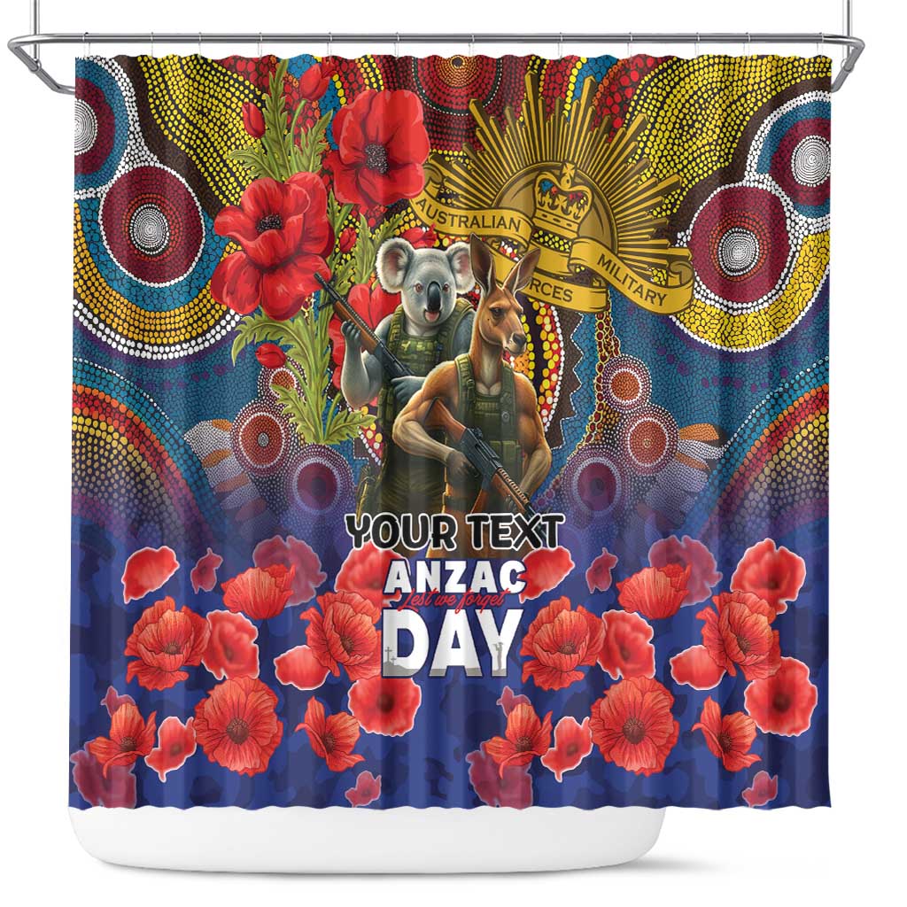 Kangaroo Koala Soldier ANZAC Personalised Shower Curtain Camouflage Motif