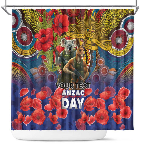 Kangaroo Koala Soldier ANZAC Personalised Shower Curtain Camouflage Motif