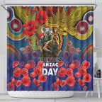 Kangaroo Koala Soldier ANZAC Personalised Shower Curtain Camouflage Motif