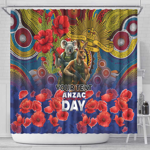 Kangaroo Koala Soldier ANZAC Personalised Shower Curtain Camouflage Motif