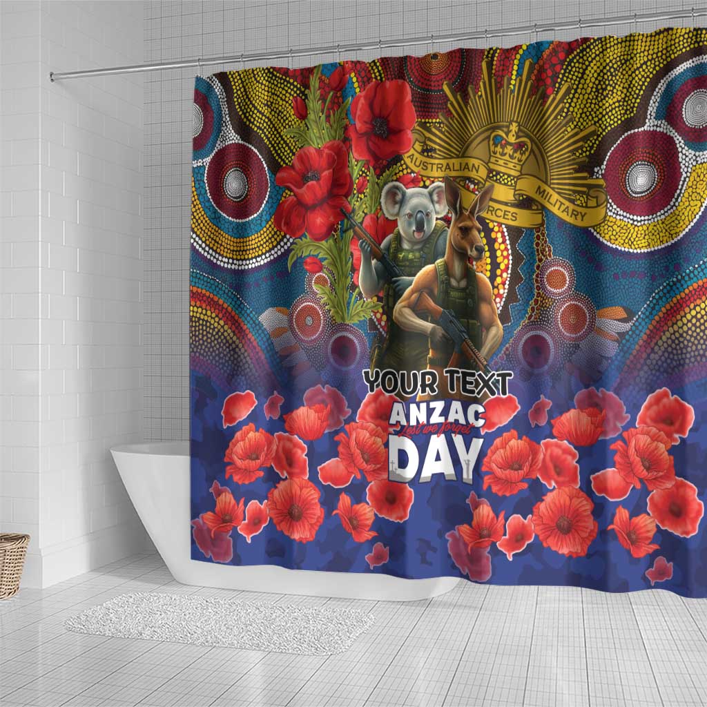 Kangaroo Koala Soldier ANZAC Personalised Shower Curtain Camouflage Motif