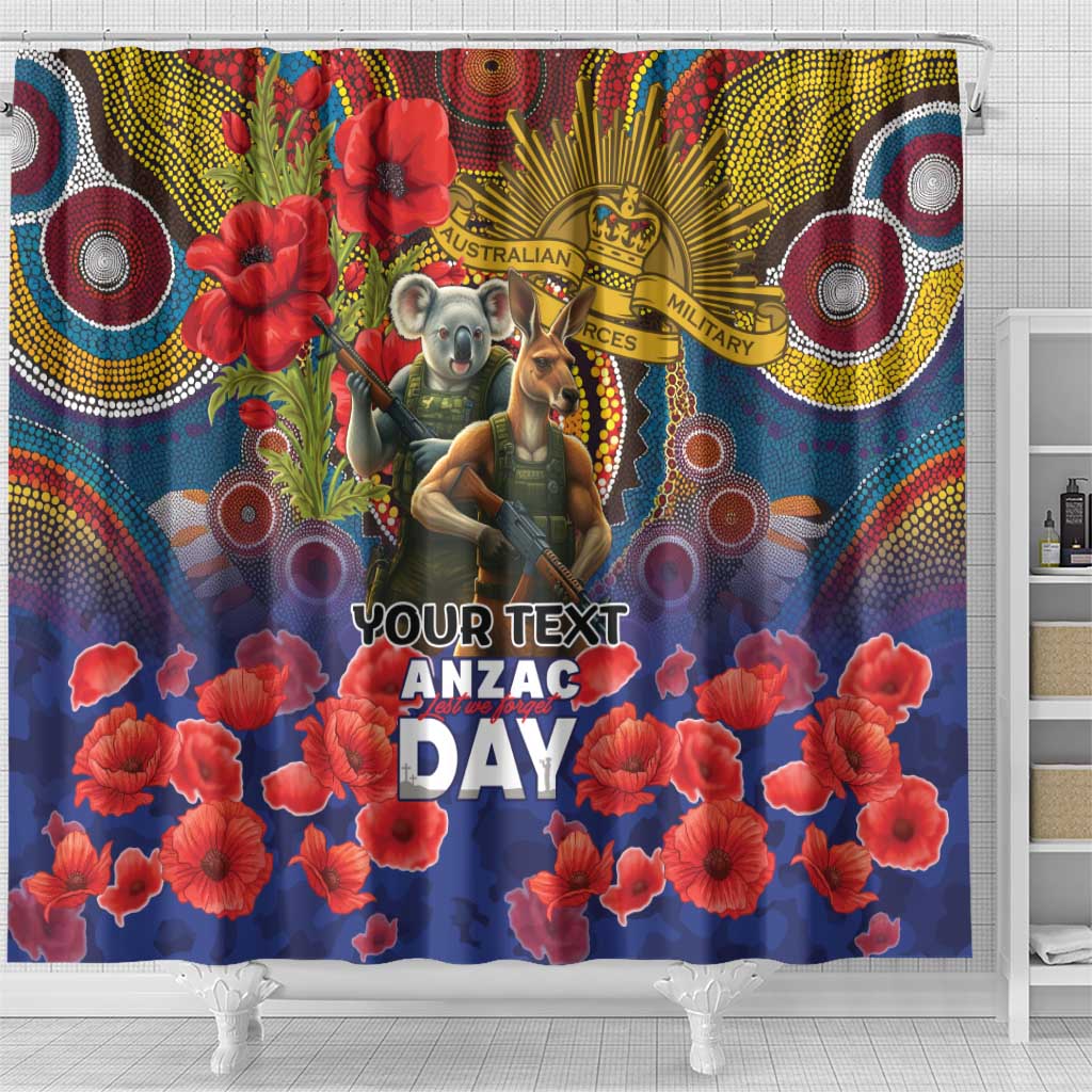 Kangaroo Koala Soldier ANZAC Personalised Shower Curtain Camouflage Motif