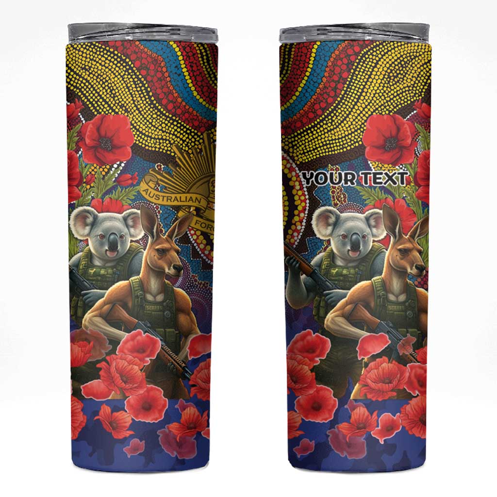 Kangaroo Koala Soldier ANZAC Personalised Skinny Tumbler Camouflage Motif