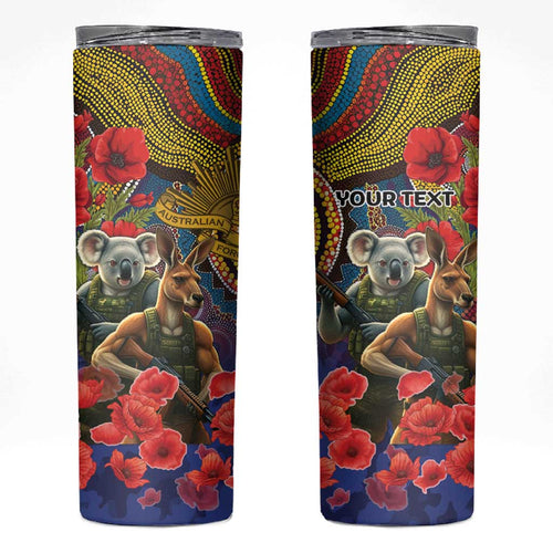 Kangaroo Koala Soldier ANZAC Personalised Skinny Tumbler Camouflage Motif