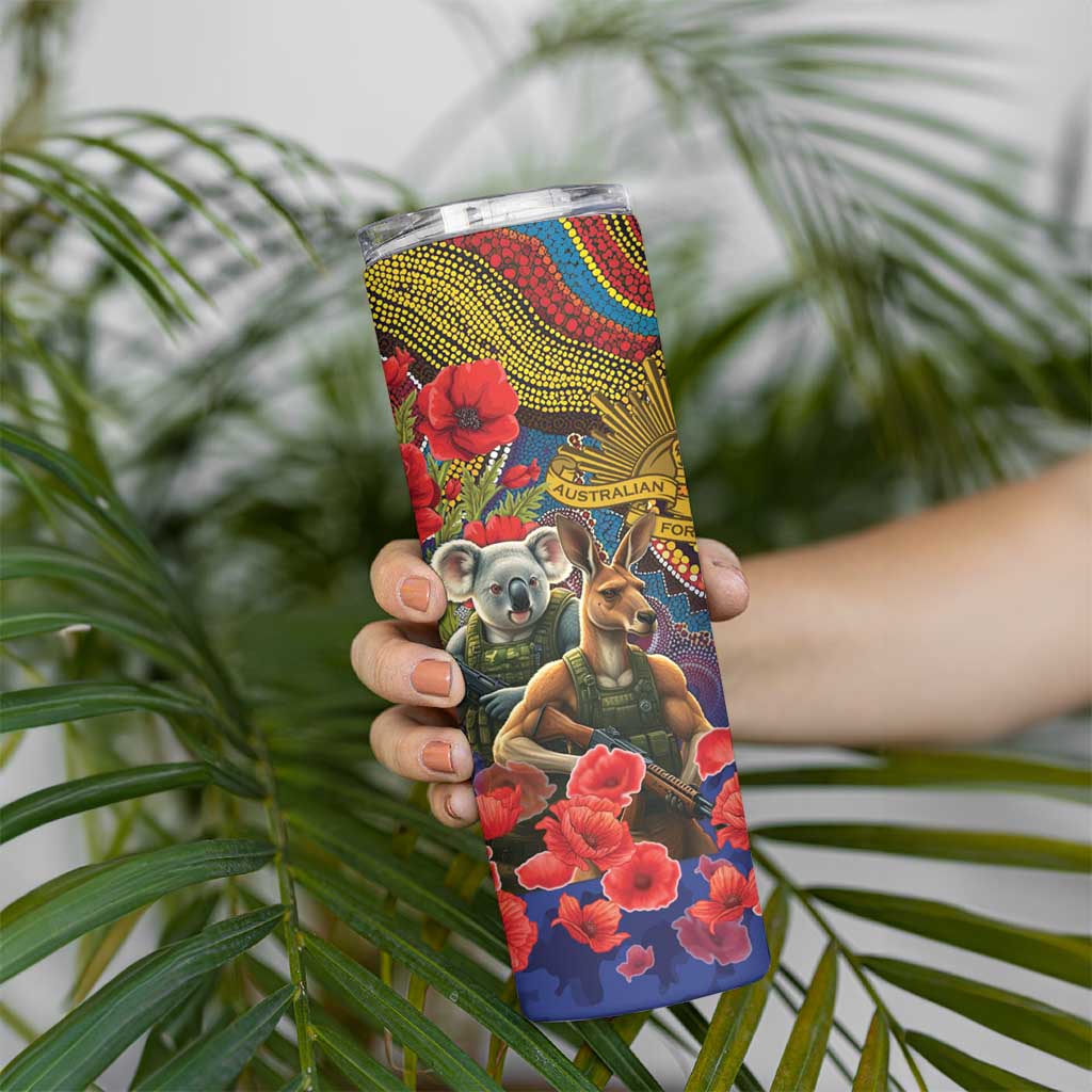 Kangaroo Koala Soldier ANZAC Personalised Skinny Tumbler Camouflage Motif