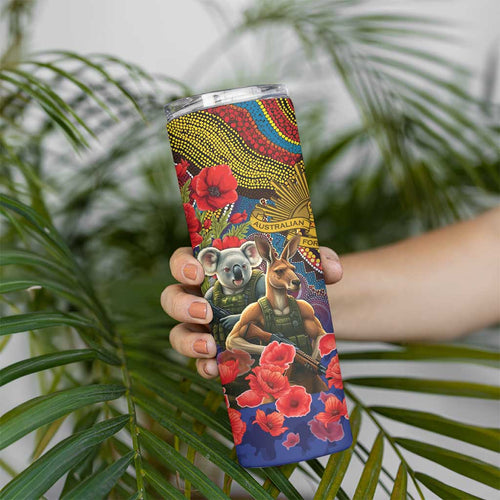 Kangaroo Koala Soldier ANZAC Personalised Skinny Tumbler Camouflage Motif