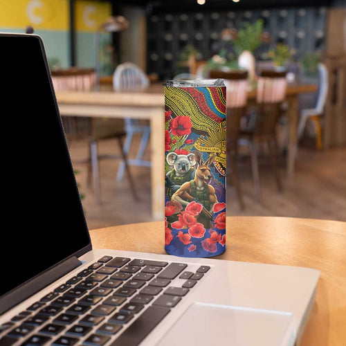 Kangaroo Koala Soldier ANZAC Personalised Skinny Tumbler Camouflage Motif