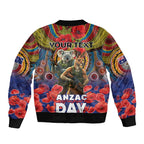 Kangaroo Koala Soldier ANZAC Personalised Sleeve Zip Bomber Jacket Camouflage Motif