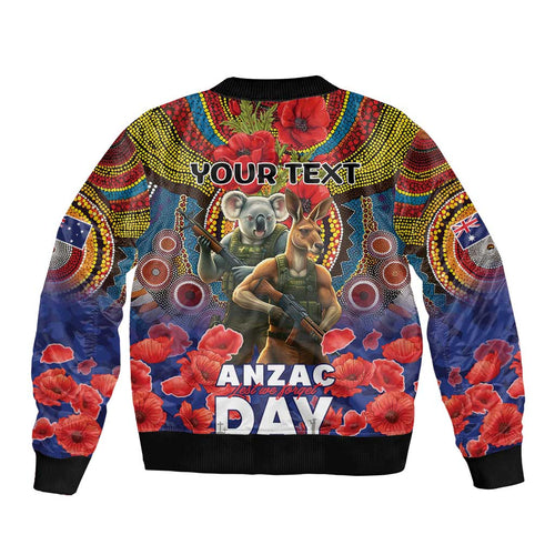 Kangaroo Koala Soldier ANZAC Personalised Sleeve Zip Bomber Jacket Camouflage Motif
