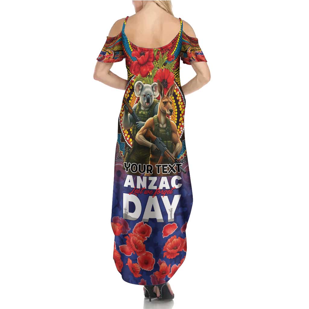 Kangaroo Koala Soldier ANZAC Personalised Summer Maxi Dress Camouflage Motif