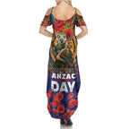 Kangaroo Koala Soldier ANZAC Personalised Summer Maxi Dress Camouflage Motif
