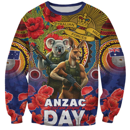 Kangaroo Koala Soldier ANZAC Personalised Sweatshirt Camouflage Motif