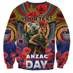 Kangaroo Koala Soldier ANZAC Personalised Sweatshirt Camouflage Motif