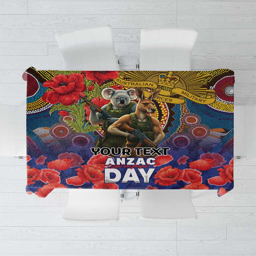 Kangaroo Koala Soldier ANZAC Personalised Tablecloth Camouflage Motif