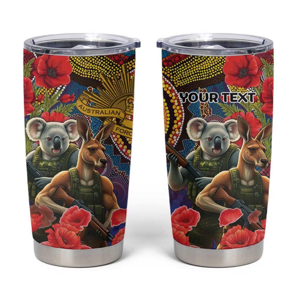 Kangaroo Koala Soldier ANZAC Personalised Tumbler Cup Camouflage Motif