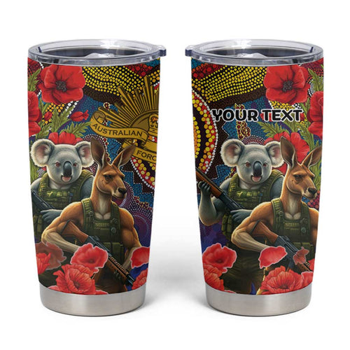 Kangaroo Koala Soldier ANZAC Personalised Tumbler Cup Camouflage Motif
