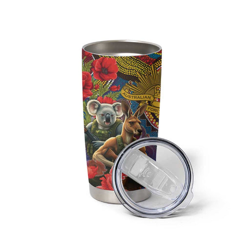 Kangaroo Koala Soldier ANZAC Personalised Tumbler Cup Camouflage Motif