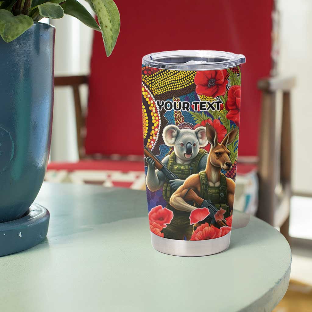 Kangaroo Koala Soldier ANZAC Personalised Tumbler Cup Camouflage Motif