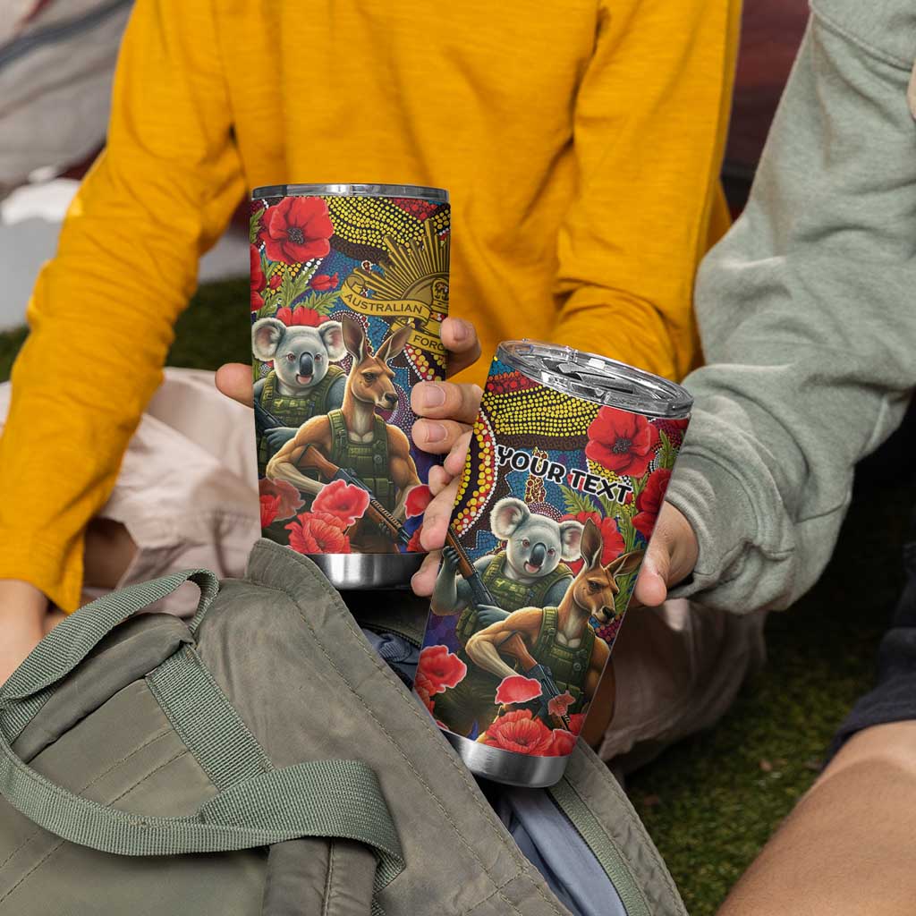 Kangaroo Koala Soldier ANZAC Personalised Tumbler Cup Camouflage Motif
