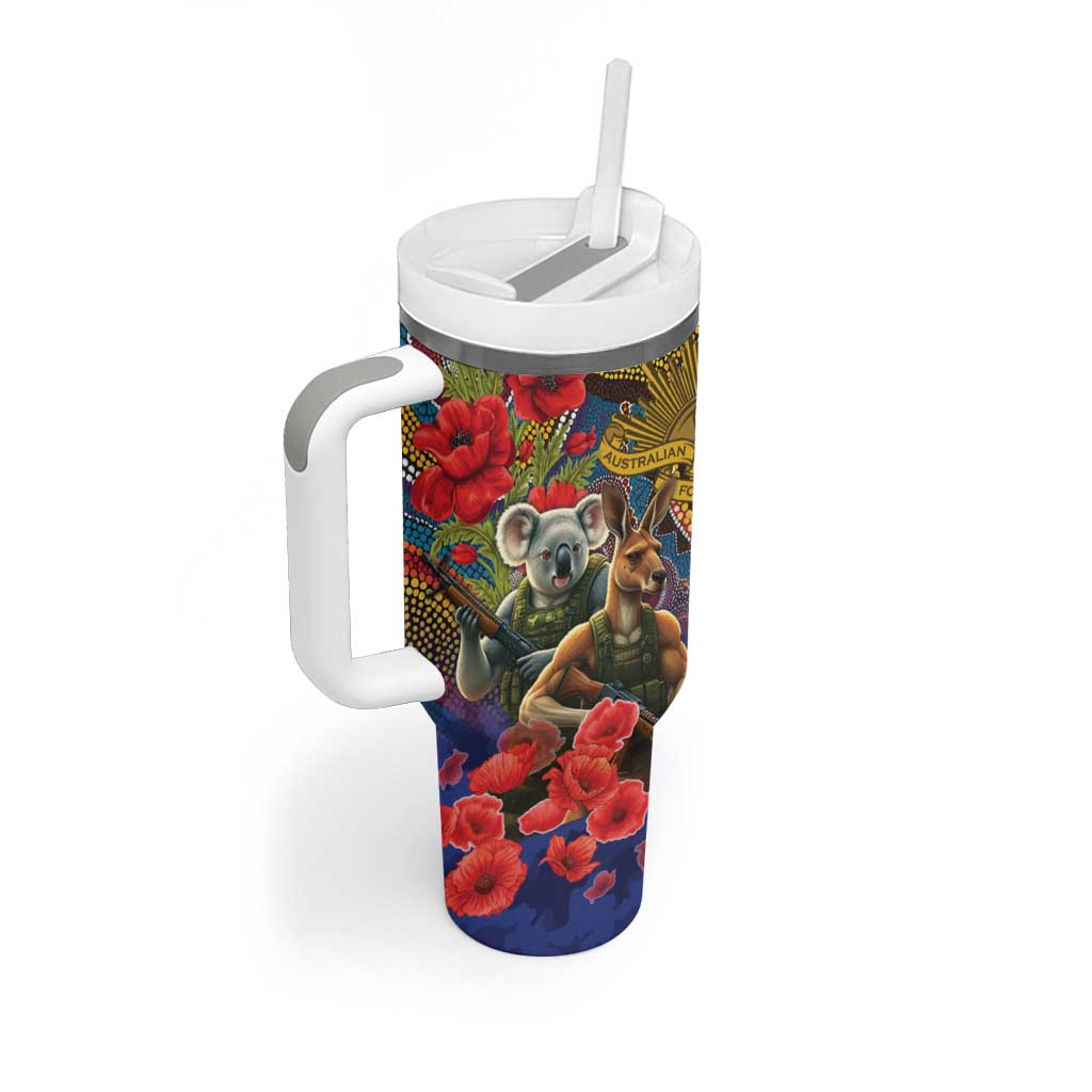 Kangaroo Koala Soldier ANZAC Personalised Tumbler With Handle Camouflage Motif