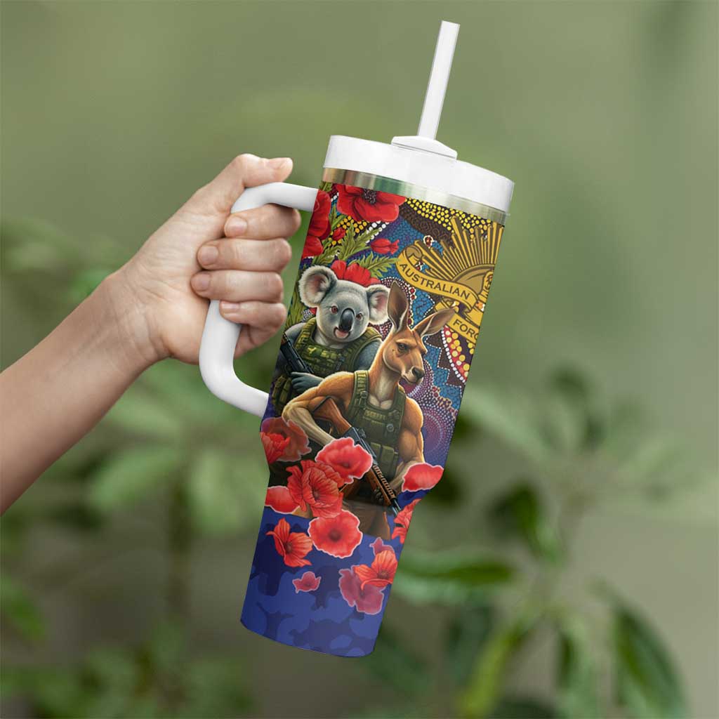 Kangaroo Koala Soldier ANZAC Personalised Tumbler With Handle Camouflage Motif