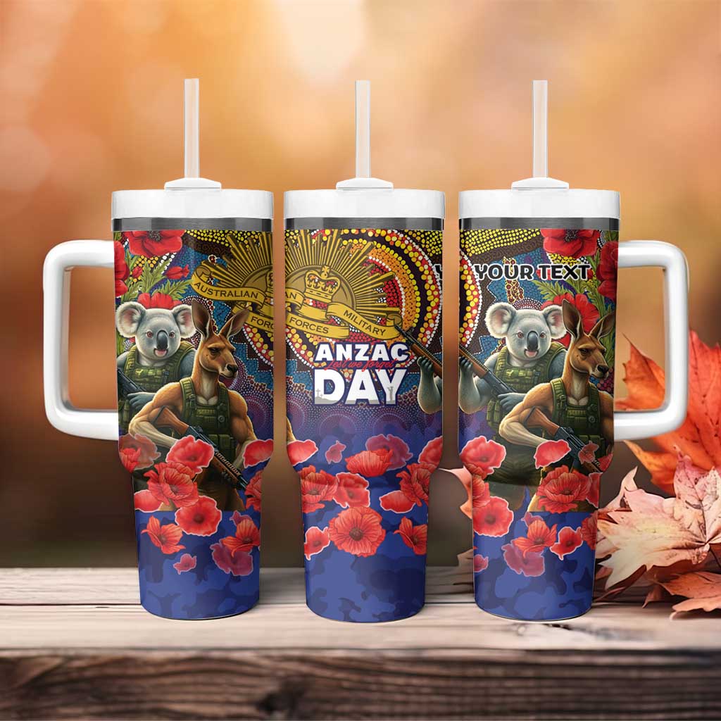 Kangaroo Koala Soldier ANZAC Personalised Tumbler With Handle Camouflage Motif