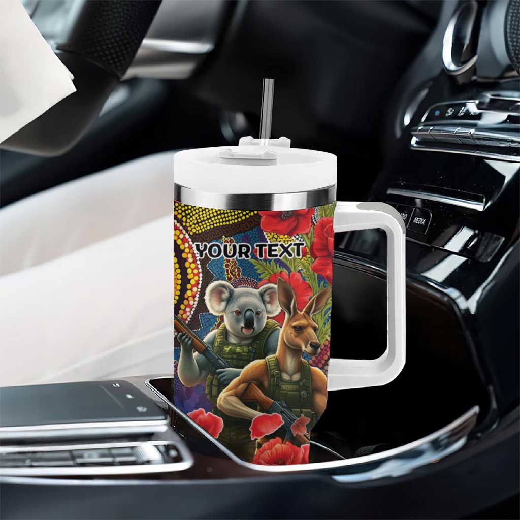 Kangaroo Koala Soldier ANZAC Personalised Tumbler With Handle Camouflage Motif