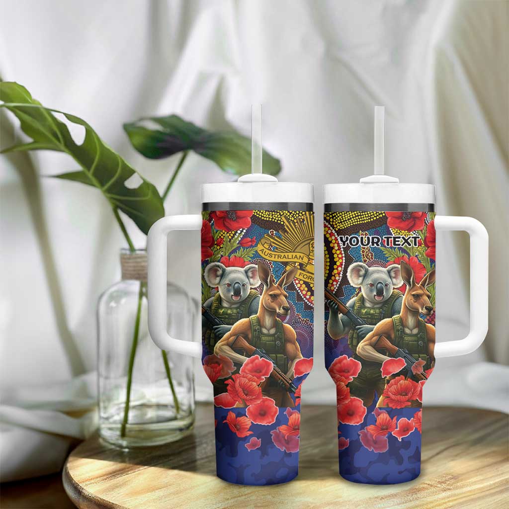 Kangaroo Koala Soldier ANZAC Personalised Tumbler With Handle Camouflage Motif