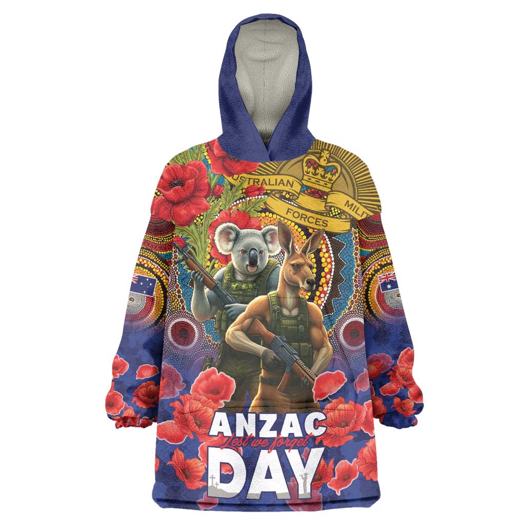 Kangaroo Koala Soldier ANZAC Personalised Wearable Blanket Hoodie Camouflage Motif