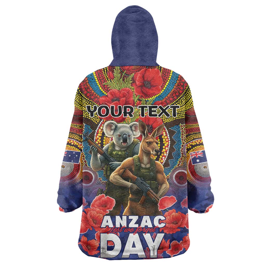 Kangaroo Koala Soldier ANZAC Personalised Wearable Blanket Hoodie Camouflage Motif