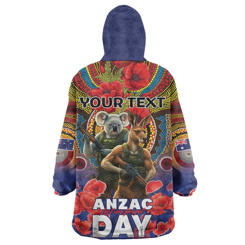 Kangaroo Koala Soldier ANZAC Personalised Wearable Blanket Hoodie Camouflage Motif