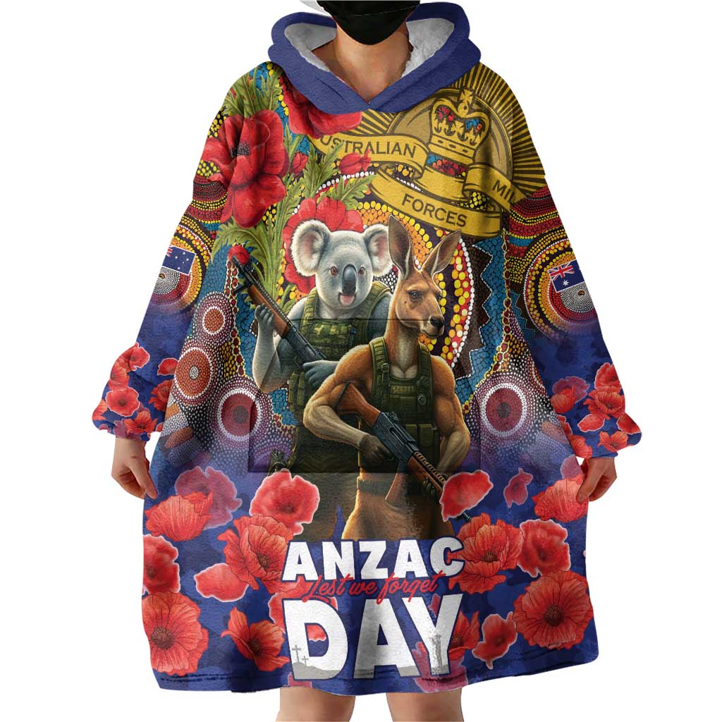 Kangaroo Koala Soldier ANZAC Personalised Wearable Blanket Hoodie Camouflage Motif
