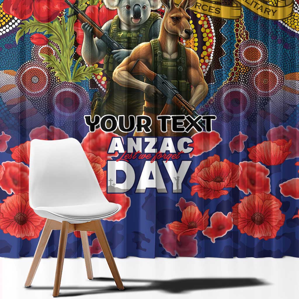 Kangaroo Koala Soldier ANZAC Personalised Window Curtain Camouflage Motif