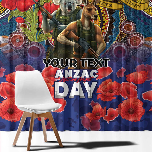 Kangaroo Koala Soldier ANZAC Personalised Window Curtain Camouflage Motif