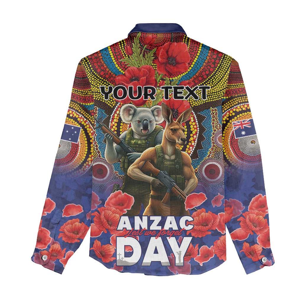 Kangaroo Koala Soldier ANZAC Personalised Women Casual Shirt Camouflage Motif