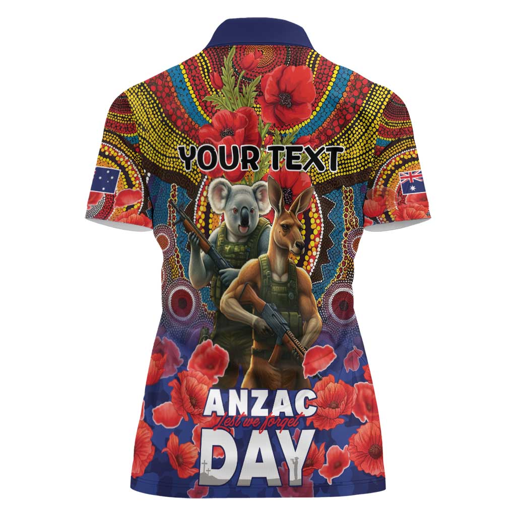 Kangaroo Koala Soldier ANZAC Personalised Women Polo Shirt Camouflage Motif