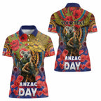 Kangaroo Koala Soldier ANZAC Personalised Women Polo Shirt Camouflage Motif