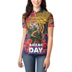 Kangaroo Koala Soldier ANZAC Personalised Women Polo Shirt Camouflage Motif