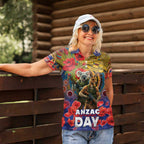 Kangaroo Koala Soldier ANZAC Personalised Women Polo Shirt Camouflage Motif