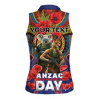 Kangaroo Koala Soldier ANZAC Personalised Women Sleeveless Polo Shirt Camouflage Motif