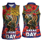 Kangaroo Koala Soldier ANZAC Personalised Women Sleeveless Polo Shirt Camouflage Motif