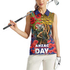 Kangaroo Koala Soldier ANZAC Personalised Women Sleeveless Polo Shirt Camouflage Motif