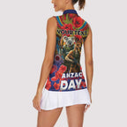 Kangaroo Koala Soldier ANZAC Personalised Women Sleeveless Polo Shirt Camouflage Motif