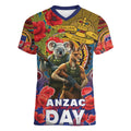Kangaroo Koala Soldier ANZAC Personalised Women V-Neck T-Shirt Camouflage Motif