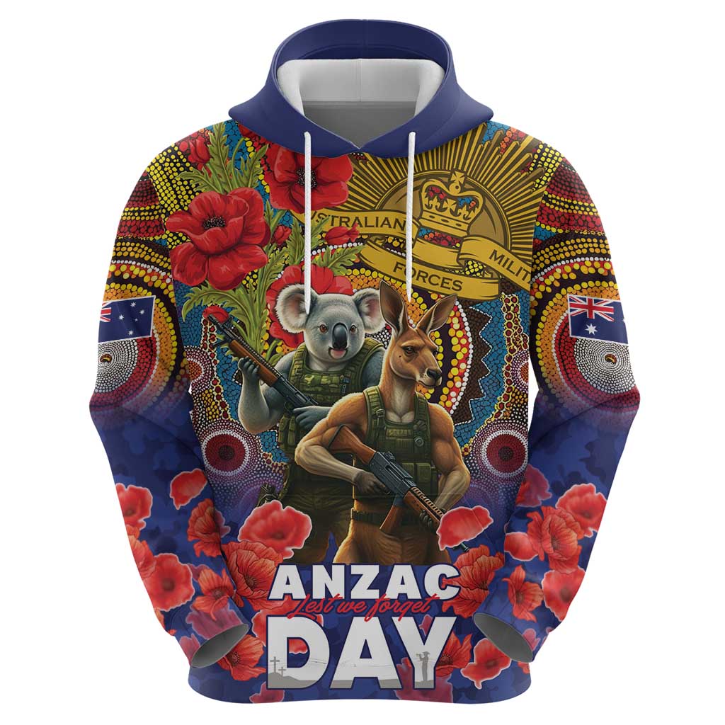 Kangaroo Koala Soldier ANZAC Personalised Zip Hoodie Camouflage Motif
