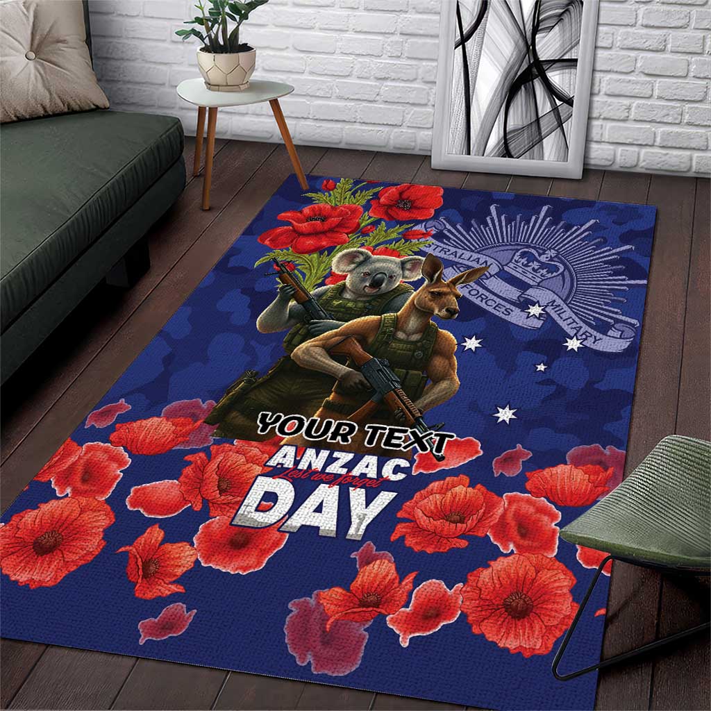 Kangaoo Koala Soldier ANZAC Personalised Area Rug Aboriginal Dot Painting