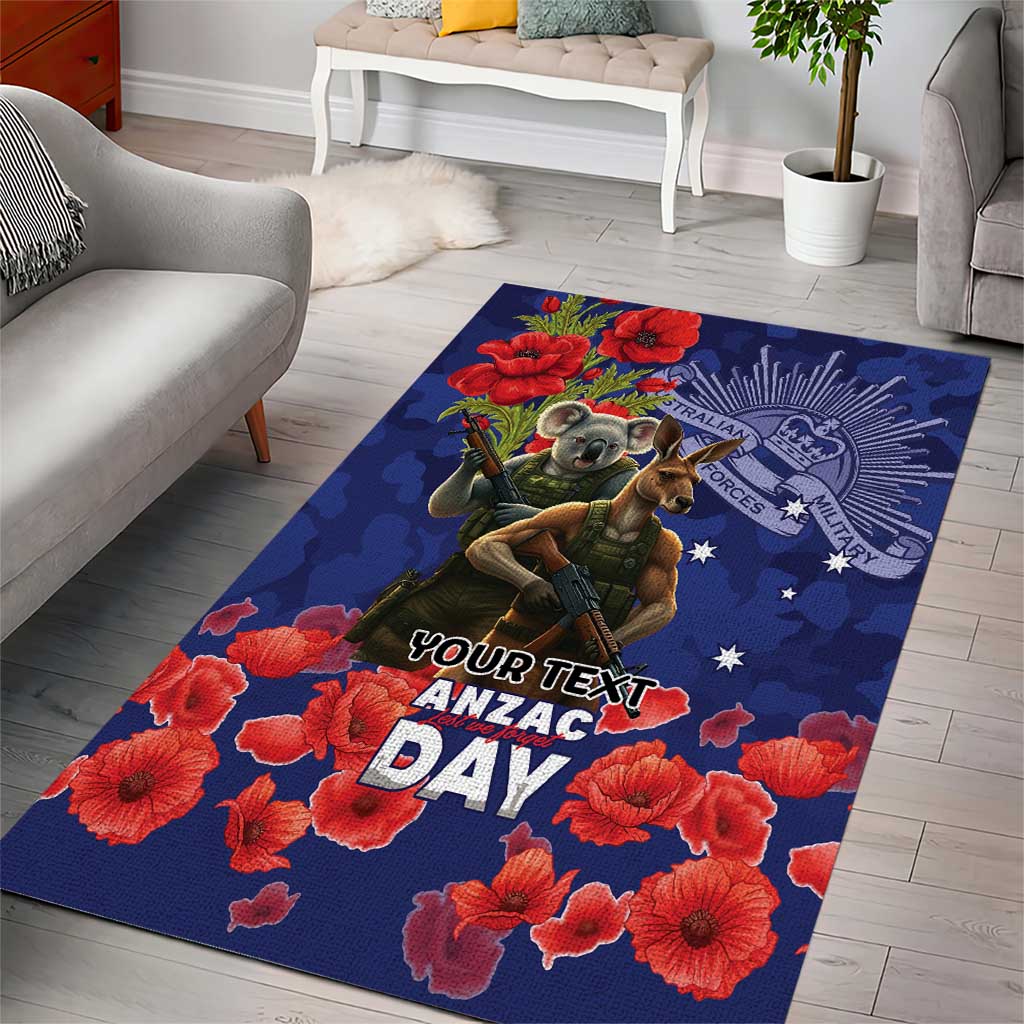 Kangaoo Koala Soldier ANZAC Personalised Area Rug Aboriginal Dot Painting
