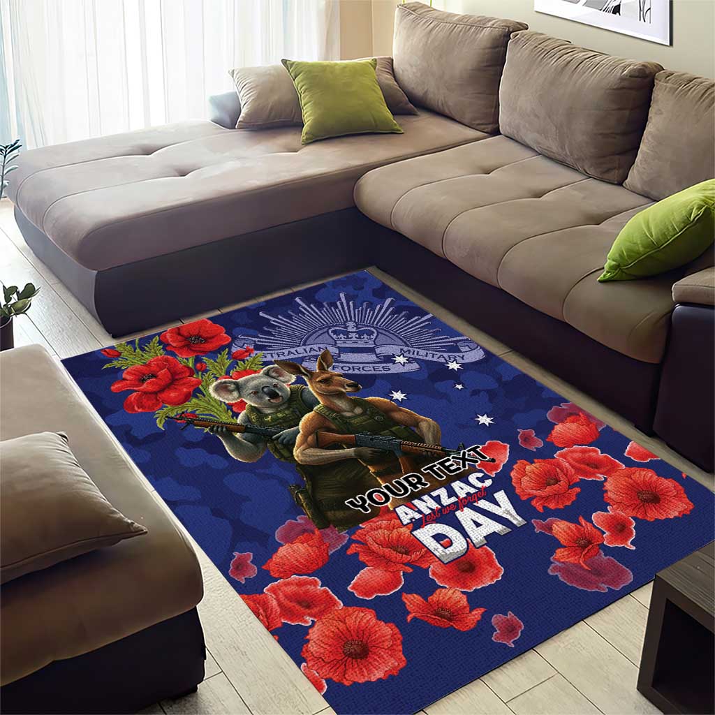 Kangaoo Koala Soldier ANZAC Personalised Area Rug Aboriginal Dot Painting